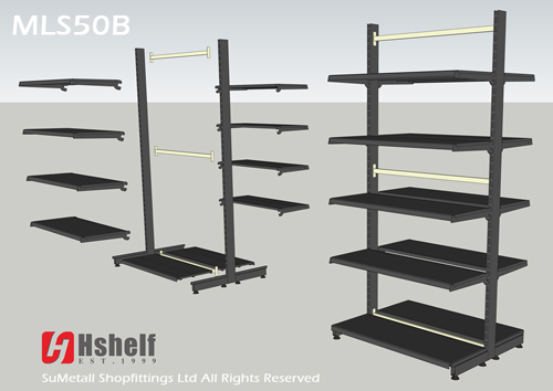 cheap gondola shelf with cross bar