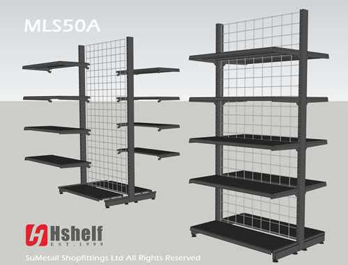 cheap gondola shelving with wire mesh panel