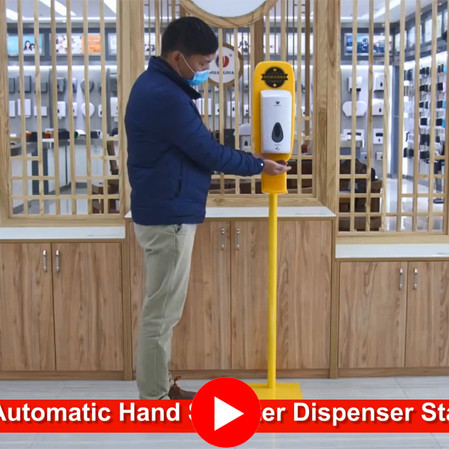 Floor Standing Hand Sanitizer Dispenser Showing Video