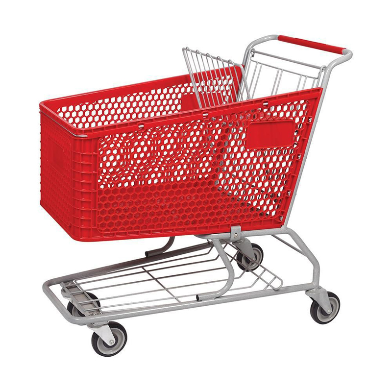 Plastic Shopping Trolley Unfold Supermarket Trolley High Capacity