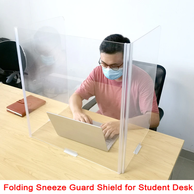 Folding Sneeze Guard Shield for Student Desk