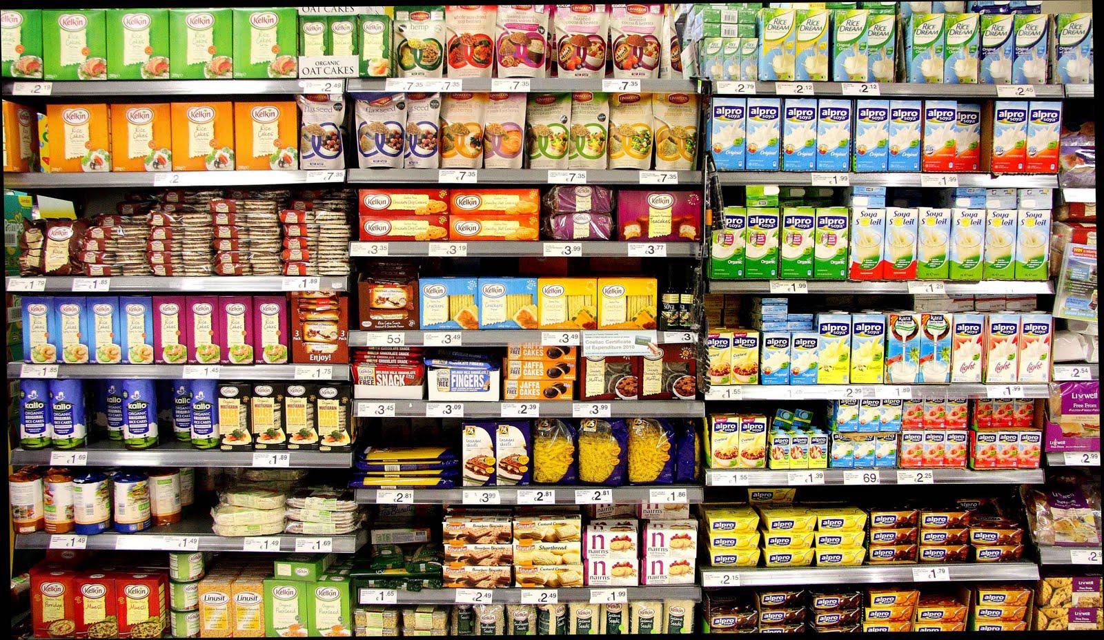 supermarket shelves